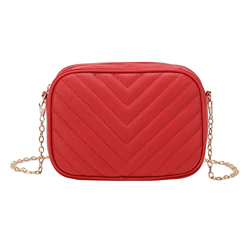 2025 - Bolso bandolera para mujer, diseño de rayas, con cadena, práctico soporte, rosso, Talla única 2025 - Bolso bandolera para mujer, diseño de rayas, con cadena, práctico soporte, rosso, Talla única