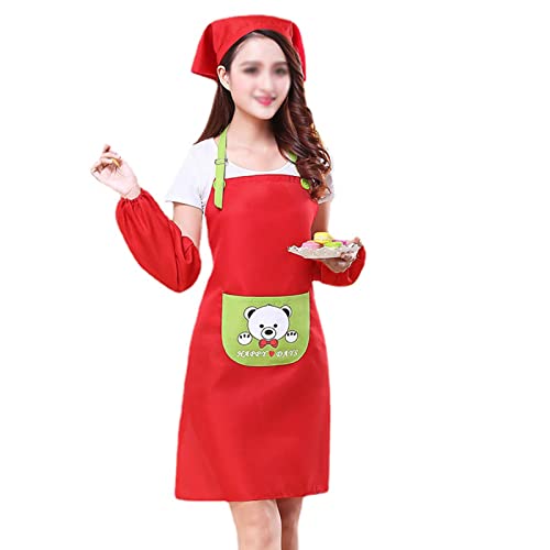 Ensemble De Tablier De Cuisine, Tablier De Chef Avec Poche, Tablier à Bavette Avec Manches Et Foulard Pour Les Femmes Et Les Hommes Cuisiner Cuisson Barbecue (Style E,65 * 75 cm) Cover