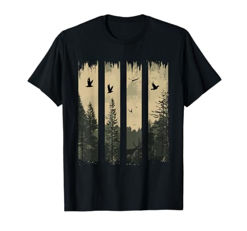 Rétro Vintage Forest Wildlife Arbres Nature Amateurs de plein air T-Shirt