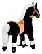 PONYEEHAW Reitpferd für Kinder ab 3 mit Rollen, Horse Toy Ride, Spielpferd zum Reiten Stehpferd Groß aus Metall und Plüsch Pferde Spielzeug zum Reiten mit Schabracke und Zaumzeug (Schwarz, Klein)