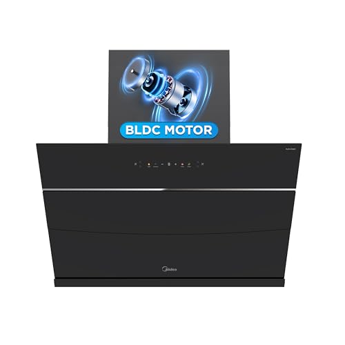 Image of Midea 90 cm 1800 m3 /hr BLDC, Filter-less, Wi-Fi enabled, intelli- Autoclean, 9 speed kitchen Chimney with 3 Yrs Product and 12 Yrs Motor Warranty, Free Installation Kit (Magnus Auto Clean), Black