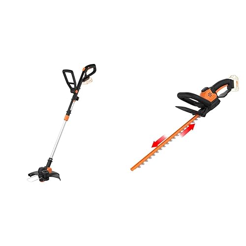 Worx GT Revolution 20V 12" String Trimmer/Edger/Mini-Mower and WORX WG261.9 20V Power Share 22" Cordless Hedge Trimmer Bundle 20V 3-in-1 Trimmer (Tool Only) + Hedge Trimmer