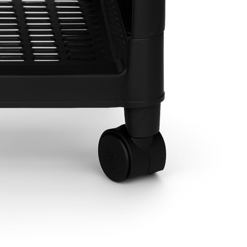 Image of 4 Tier Multipurpose Plastic Trolley with Wheels | Storage Rack Organizer | Bathroom Trolley Organizer | Kitchen Trolley with Wheels | Plastic Rack Kitchen | Black
