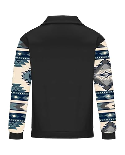 Western Sweatshirts for Men Aztec Cowboy Vintage Graphic Fleece Hoodie Mens Quarter Zip Pullover Country Jacket4