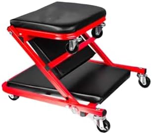 300LBS Capacity Foldable Rolling Creeper Seat with Wheels - 2 in 1 Low Profile Chair for Garage, Shop & Auto Repair - & Portable Work Stool