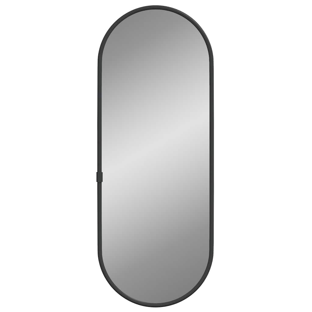 vidaXL Oval Wall Mirror - Black Glass PVC Frame 40x15 cm for Vanity, Hallway, Makeup Decor - Modern Wall Mounting
