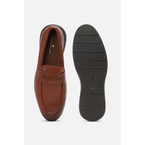 Image of Louis Philippe Men Premium Leather Breathable Lining Material Light Weight Flat Heel EVA Sole Casual Slip-on Shoes