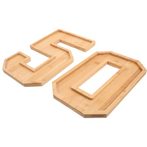 Alipis Planche De Charcuterie en Bois avec Numéro en Forme De 50 Plateau De Service Amusant pour Bonbons Fruits Collation Fromage pour Fête du Anniversaire