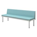 家具のAKIRA ベンチ 背付き 2～3人用 ロビーチェアー 幅 180 cm ブルー BCL-1850-BL