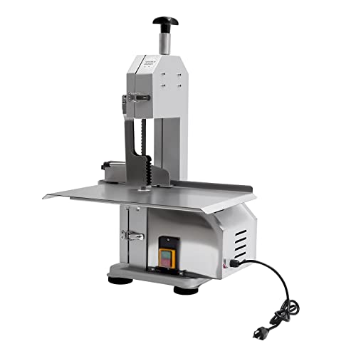Eleeferri Commercial Meat Bandsaw 650W Electric Bone Sawing Machine Stainless Steel Countertop Frozen Meat Cutting Bandsaw Max Cutting Thickness 4.3” for Rib Pork Butchering Bandsaw