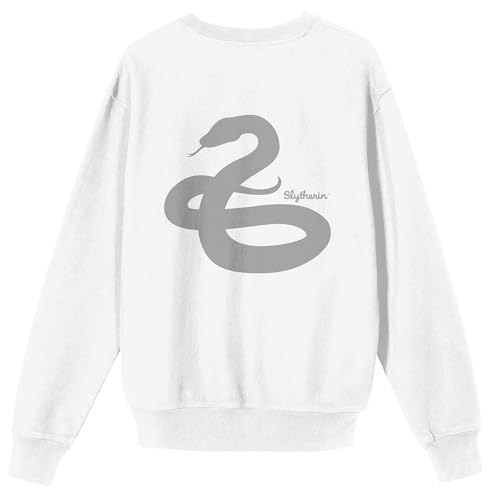 Bioworld Harry Potter Slytherin Mascot Adult White Crew Neck Long Sleeve Sweatshirt3