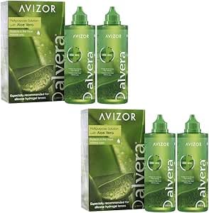 AVIZOR ALVERA PACK 4X350ml - Płyn z Aloe Vera do czyszczenia i dezynfekcji soczewek kontaktowych - Naturalna ochrona - Nadaje się do wszystkich rodzajów miękkich soczewek kontaktowych