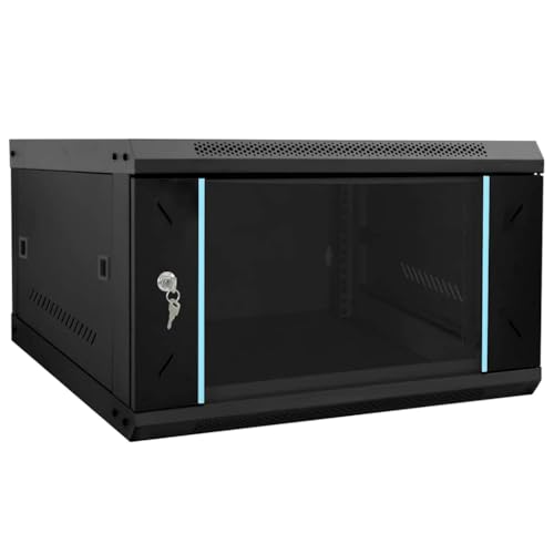 Teenpull Armario de red con almacenamiento negro de acero 53 x 60 x 30 cm, carcasa LAN Ethernet para servidores domésticos, NAS, servidores de archivos, router WiFi, ideal para oficina y hogar