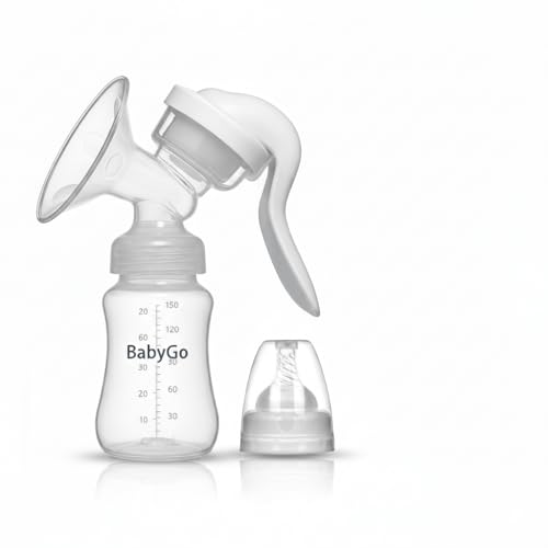 Image of BabyGo Silicone Manual Breast Pump 150ml, Soft & Gentle BPA-Free Baby Milk Pump for Breastfeeding Mothers, Comfortable Manual Pump for Daily Nursing Use Portable for Home & Travel