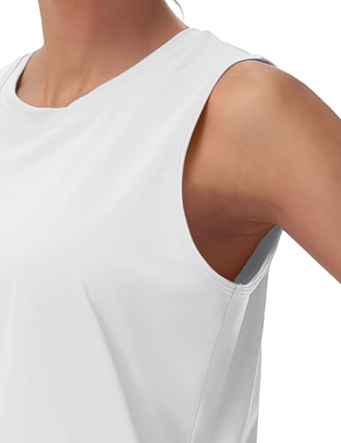MAGCOMSEN Women's Workout Cropped Tops UPF 50+ Athletic Running Tank Tops Sleeveless Gym Sports Muscle Shirts4