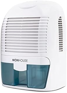 MONHOUSE Dehumidifier 1500ml Portable, Compact & Quiet Moisture Absorber - Mini Air Dehumidifier for Home, Bedroom Damp, Car, Office, Garage, Caravan & Basement - Electric Mould Remover - White/Blue