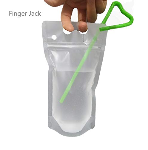 Drink Pouches Bag with Straws 20 Pack 17oz Plastic container Reclosable Zipper Hand-held Heavy Duty