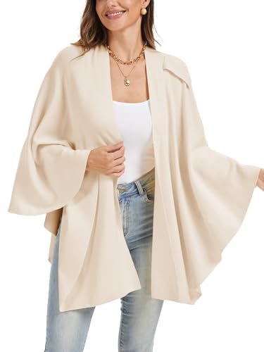 Moss Rose Womens Large Cross Front Poncho Sweater Wrap Topper Knitted Elegant Shawls Cape for Fall Winter3