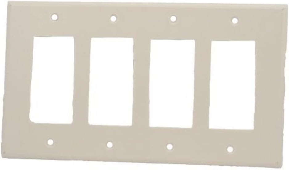 Leviton 80612-W 4-Gang Decora/GFCI Device Wallplate, Midway Size, Thermoset, Device Mount, White