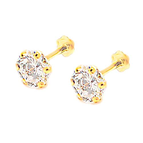 Premokshi Pure Yellow 14K Gold Stud Ear tops Earring For Women, Children, Man, Boys and Girls