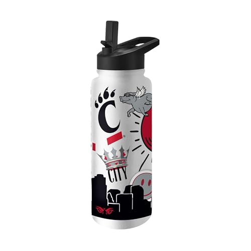 Image of Logo Brands NCAA Native 34 oz Quencher Water Bottle - | Local Icons Design | Double-Wall Insulated| Leak-Proof Lid & Built-In Straw