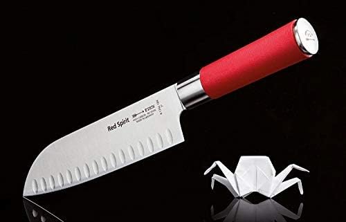 F. Dick Red Spirit 7" Blade Santoku With Hollow Edge - Asian Chef Knife - German Made