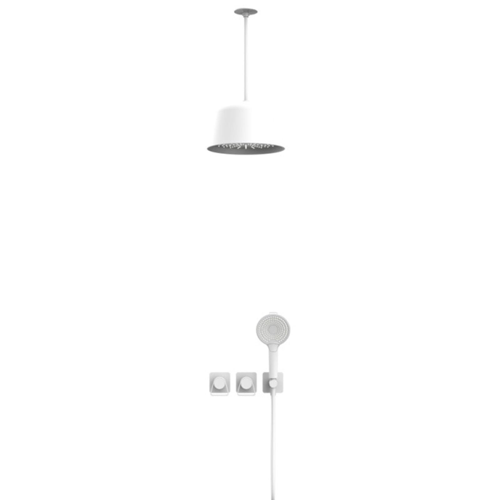 Douche thermostatique avec douchette à main 3 modes : ensemble de douche mural gris et blanc mat