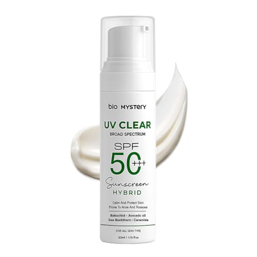 Bio Mystery Clear Face Sunscreen Lotion for Acne-Prone Skin | Hybrid Broad Spectrum SPF 50+++ | Lightweight, Non-Greasy & Matte 