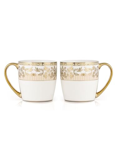 Image of JCPL Fine Ceramic Gold Printed Tea /Coffee Mugs Sets of 6-200 ml Each (Alton E603)