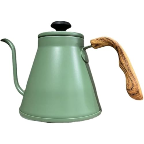 KQQKコーヒーポット、1200ml、ドリップ式コーヒーポット、ステンレス鋼製ドリップポット、直火対応、IH対応、温度計付きキャンプ用ポット、コーヒ (グリーン)
