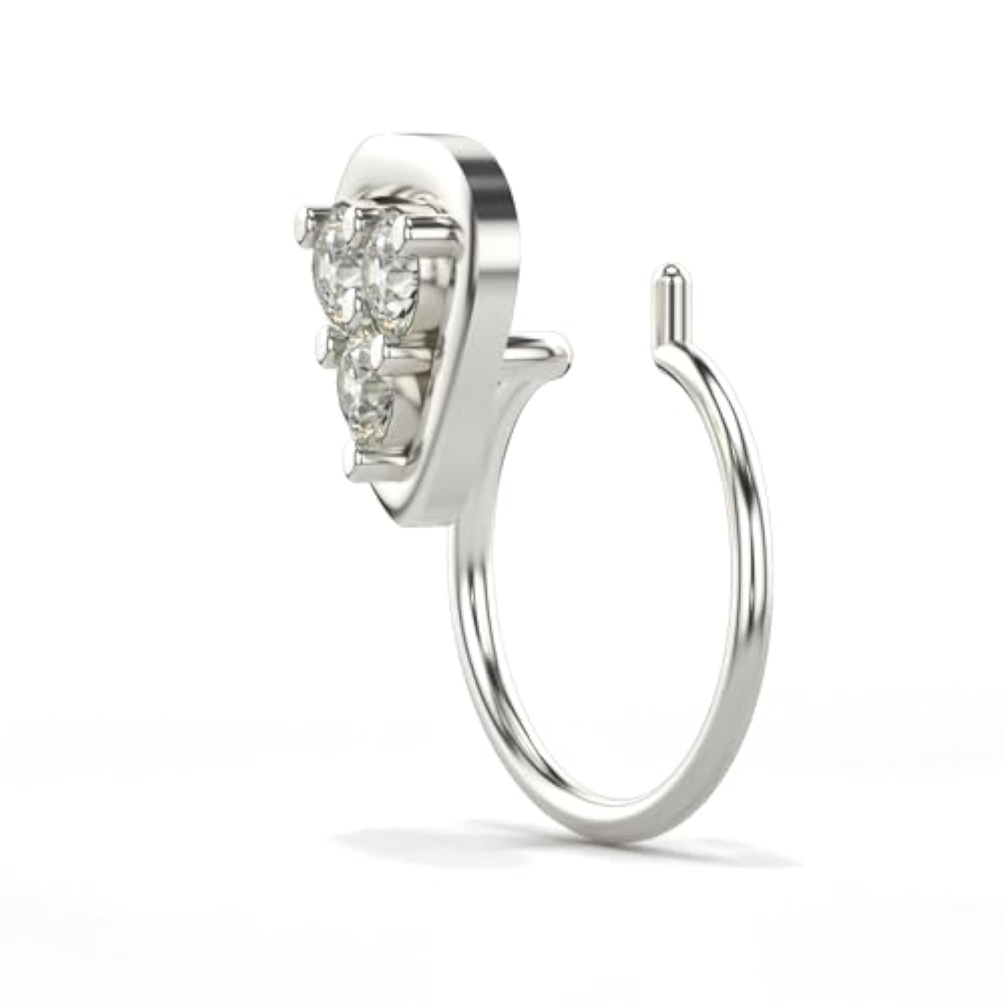 Women's Sterling Silver & Lab Grown Diamond Nosepin, Elegant White