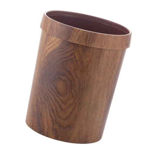 Caneca de basura doméstica con diseño de madera y anillo para presionar