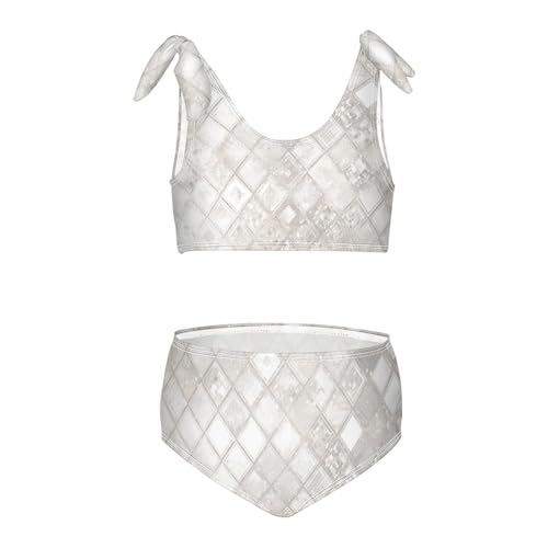 Silver Glitter Pattern Shiny Sparkles Girls' 2 Piece Kids Bikini Set Scoop Neck Bathing Suit Swimwear Cute Shoulder