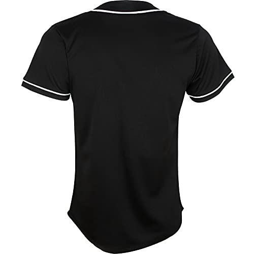 Pullonsy Camisa de beisebol preta personalizada para crianças com botão completo bordado nome e núme