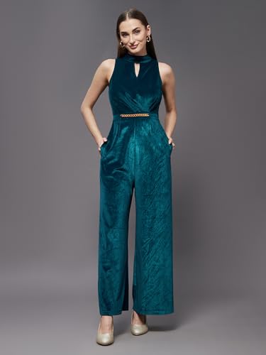 Image of Miss Chase Women's Keyhole Neck Regular Sleeve Regular Length Jumpsuit with Pockets