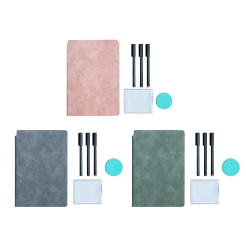 Carnet effaçable tableau blanc réutilisable avec couverture PU souple rose - 4