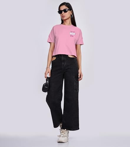 Image of SHODOX Women's 100% Cotton Regular Fit Printed Half Sleeve T Shirt Casual Summer Wear Soft Breathable Top Daily Comfort Style