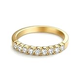 Moissanite Anillo de boda, anillo de oro 750, estrecho con moissanita, oro amarillo de 18 quilates, talla 52 (16,6)