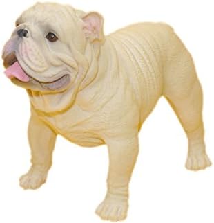 AITING American bully pitbull Bulldog Sculpture Pet Portrait Dog Statue Memorial Car decoration (Bulldog white)