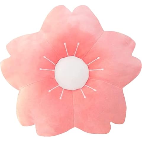 IUTOYYE 17.7" Flower Pillow Plush Throw Hugging Pillows Flower Floor Pillow Seating Cushion Cherry Blossom Tulip Sakura Shaped Plush Toy Colorful Kawaii Room Car Decor Gifts for Kids (Pink Sakura) Cover