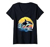 Photo Gallery donna splash art - orca killer, orche, animali marini, amanti degli animali, colorato maglietta con collo a v Photo Gallery donna splash art - orca killer, orche, animali marini, amanti degli animali, colorato maglietta con collo a v