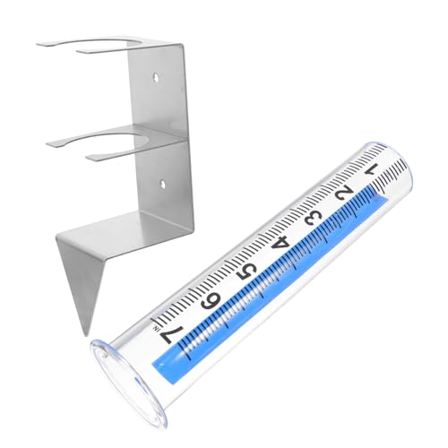 Abaodam Rain Gauge with Stainless Steel Rack Holder for Accurate Rain Measurement Garden Patio Farm Elegant Outdoor Rain Gauge for Precision Monitoring of Precipitation Levels