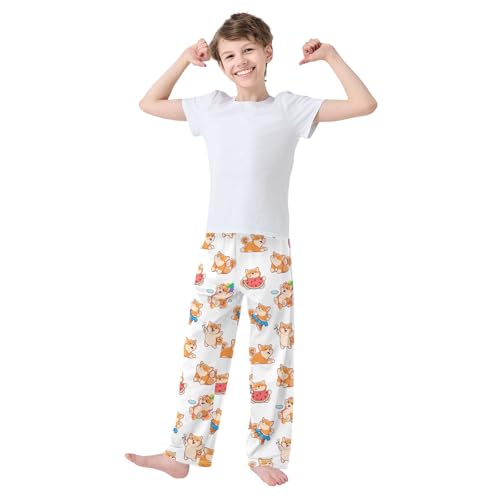 ZZKKO Cartoon Kawaii Shiba Inu Dog Boys Pants for Kids Jogger Pants with Pockets S-XL2