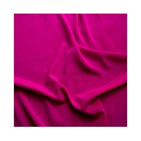 Fabrics King ONLINE Premium Crepe De Chine Fabric Silky Plain Dyed 45" - 112cm Wide Per Metre (Fuchsia Pink, 1 METRE) Cover