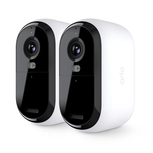 Arlo Essential Security Camera 2K | Outdoor - Indoor | 2nd Gen | Wireless with Spotlight, 2-Way Audio, Color Night Vision, Live Stream, Motion Activation, Real Time Notifications - White, 2 Cameras