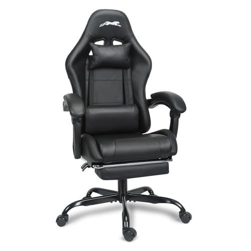 Leopard Gaming Chair with Footrest, Height & Lumbar Support