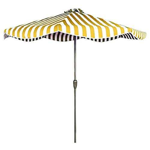 Sombrilla de Patio a Rayas, con manivela, para Exteriores, de Playa, de Mercado, de Mesa, sin Base, con protección UV y protección Solar.(Gul A)