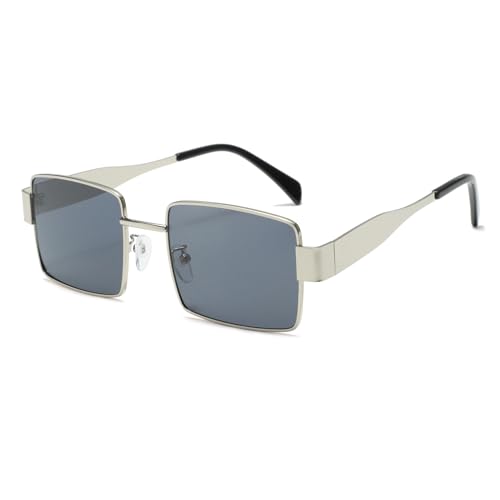 Long Keeper Retro Rectangle Sunglasses for Women Men Metal Frame Trendy Vintage Small 90s Sun Glasses UV Protection