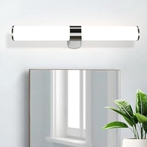 Homefire LED Spiegelleuchte Bad Spiegellampe – 8W Badleuchte Wand Chrom Wandlampe Badezimmer Wasserdicht IP44 Wandleuchte 40CM Neutralweiß 4000K Badlampe Wandmontage Modern für Keller Badschrank Küche