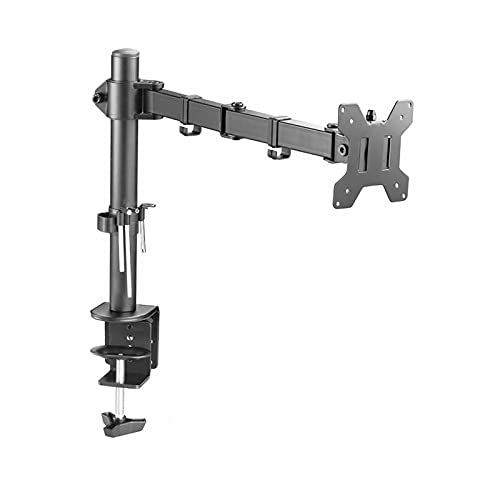 Brazo de soporte de monitor negro que elimina el dolor cervical y ahorra espacio de escritorio